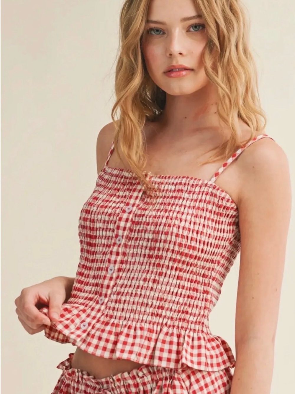 Zara Gingham Orangee stap tank ✨🌶️